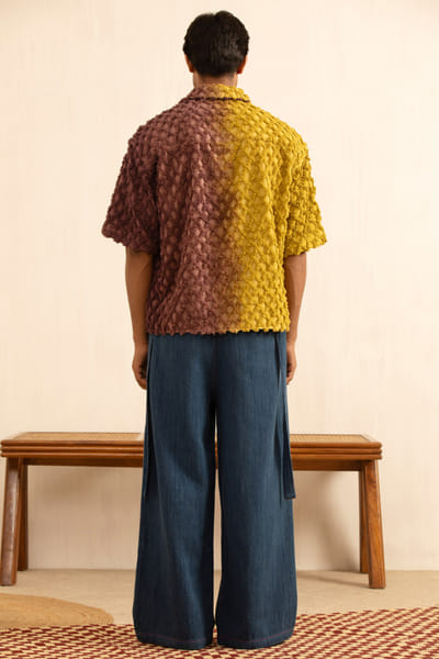 Kula Purple and amber ombre jacquard shirt KULAAUG26D153279
