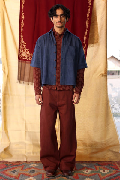 Kula Indigo block printed shirt KULAJUL26D149981