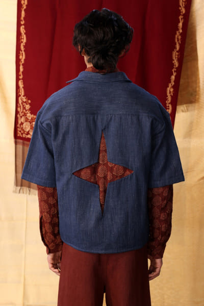 Kula Indigo block printed shirt KULAJUL26D149981