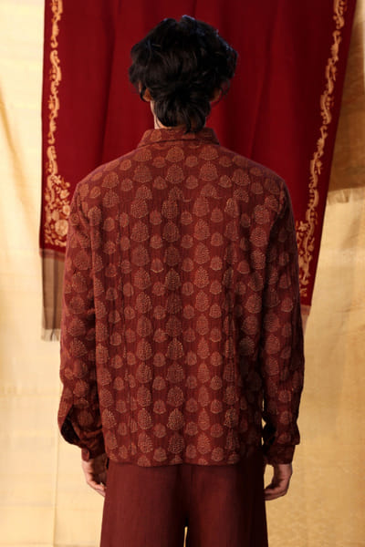 Kula Brown block print shirt KULAJUL26D149983