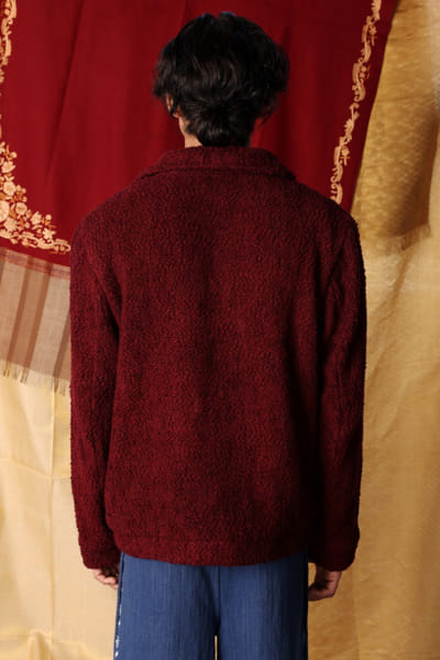 Kula Maroon embroidered shacket KULAJUL26D149997