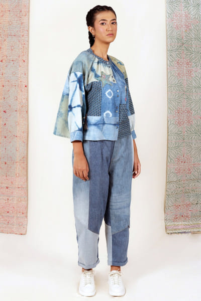 Meld studio Indigo handcrafted ajrakh shirt MELDAUG26D151855