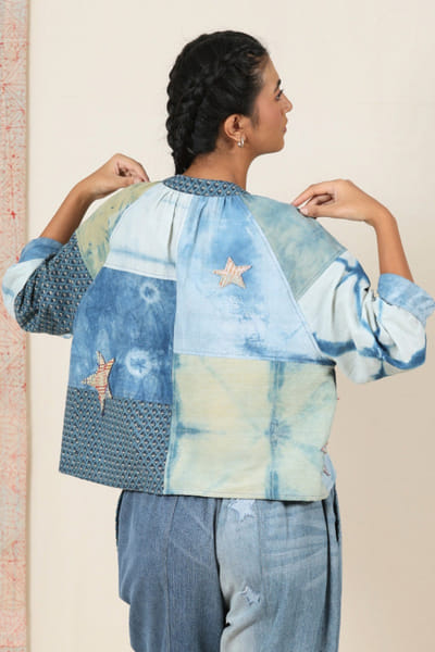 Meld studio Indigo handcrafted ajrakh shirt MELDAUG26D151855