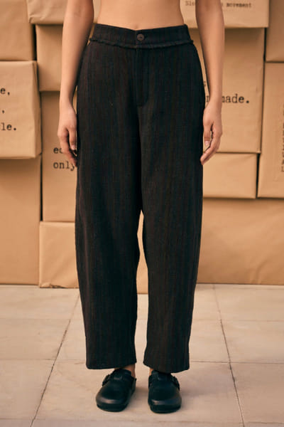 Meld studio Black upcycled handcrafted trousers MELDAUG26D151861