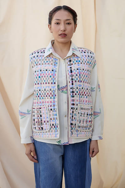 Meld studio Multicolour upcycled embroidered vest MELDAUG26D151873