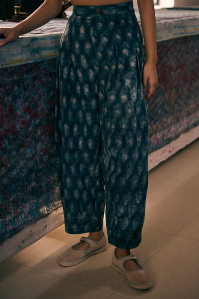 Meld studio Multicoloured block printed trousers MELDAUG26D151858