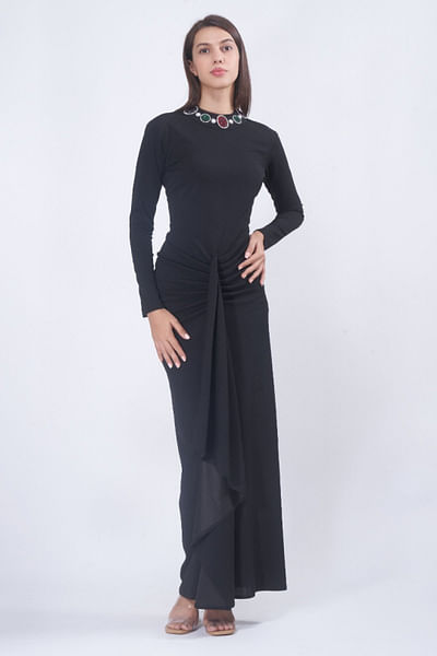 Black draped dress