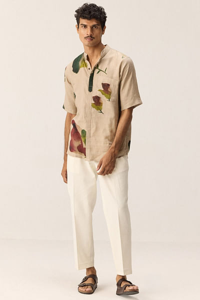 Cream floral printed shirt
