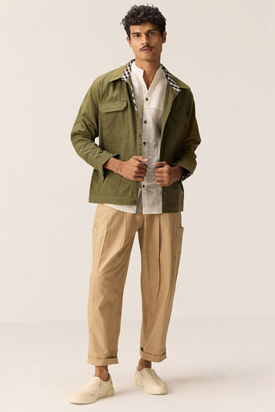 Olive green cotton shacket