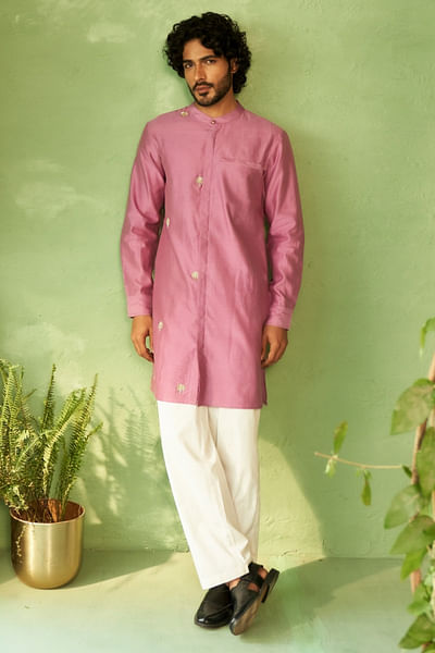 Purple embroidered kurta set