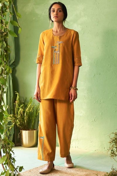 Mustard embroidered co-ords
