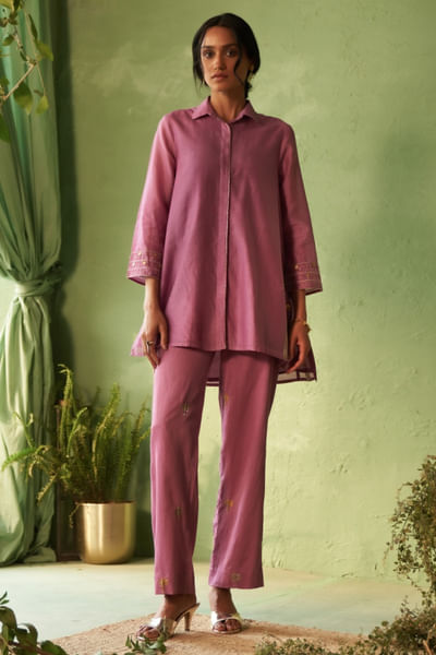 Purple embroidered co-ords