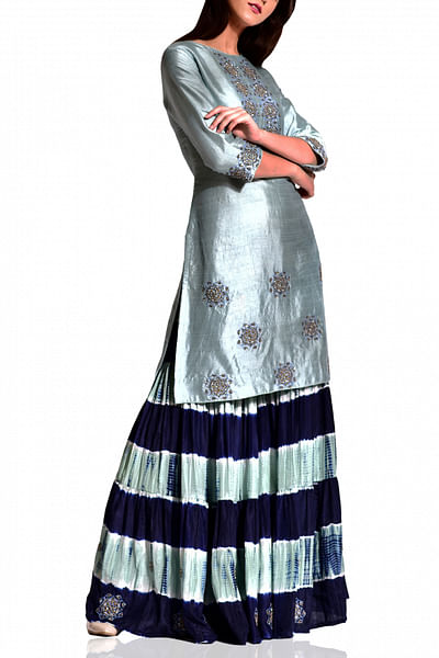 Blue shaded sharara set