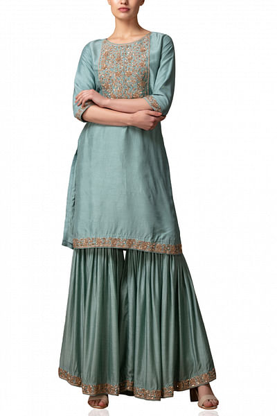 Teal sharara set