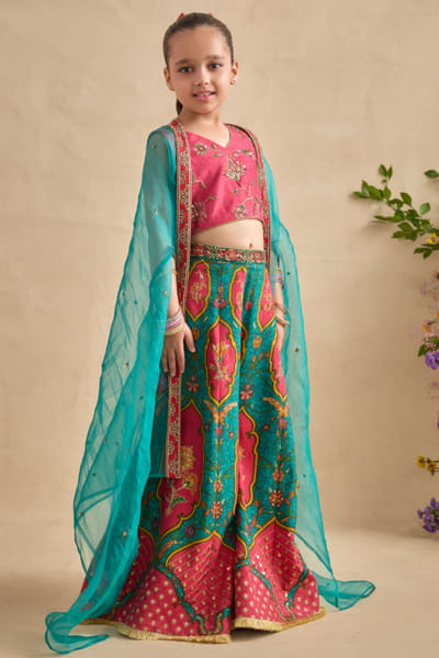 Purple floral print sharara set