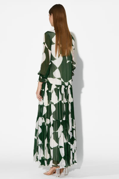 KoAi Green and white abstract printed long dress KOAIMAY26D143916