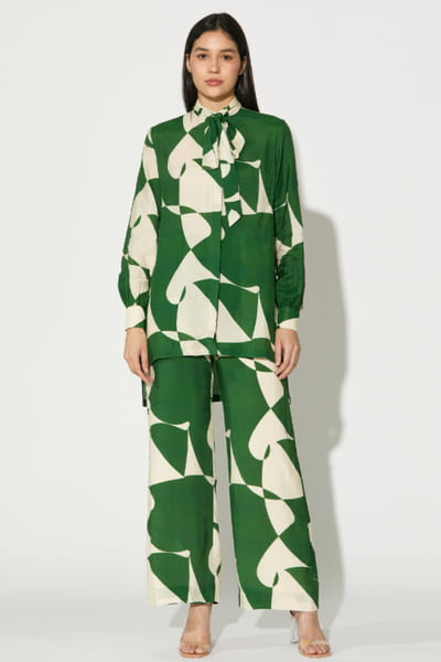 KoAi Green and white abstract printed pants KOAIMAY26D143918