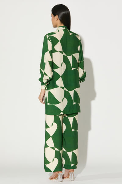 KoAi Green and white abstract printed pants KOAIMAY26D143918