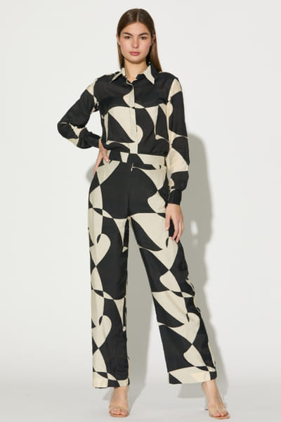 KoAi Black and white abstract printed shirt KOAIMAY26D143919