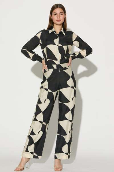 KoAi Black and white abstract printed pants KOAIMAY26D143920