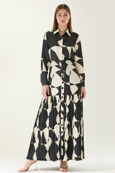 KoAi Black and white abstract printed skirt KOAIMAY26D143921