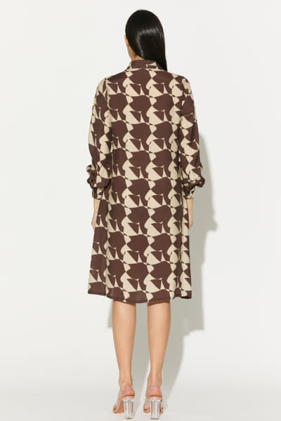 KoAi Brown and white abstract printed shirt dress KOAIMAY26D143929