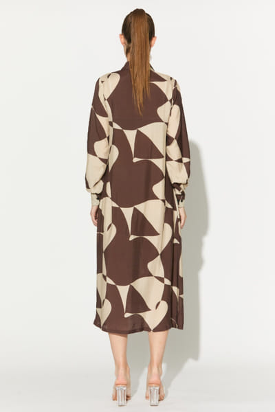 KoAi Brown and white abstract printed shirt KOAIMAY26D143930