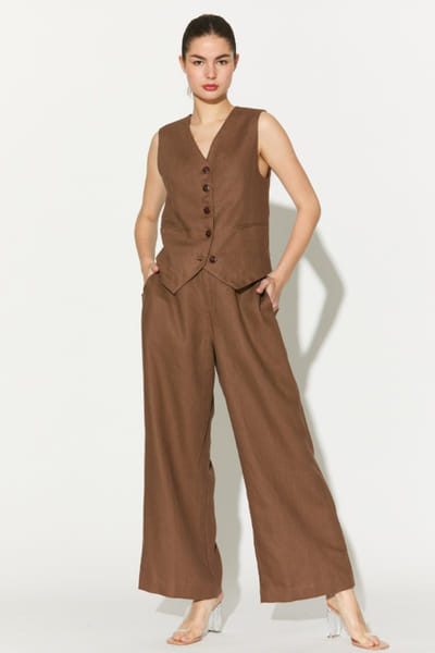 KoAi Brown linen waistcoat KOAIMAY26D143932