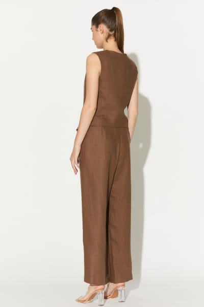 KoAi Brown linen waistcoat KOAIMAY26D143932
