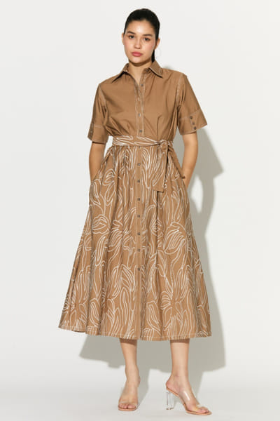 KoAi Light brown embroidered shirt dress KOAIMAY26D143934
