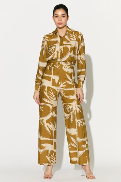 KoAi Mustard and off-white patterned shirt KOAIMAY26D143936