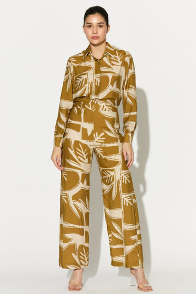 KoAi Mustard and off-white patterned pants KOAIMAY26D143937