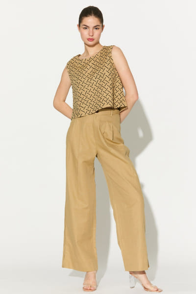 KoAi Golden embroidered linen top KOAIMAY26D143938