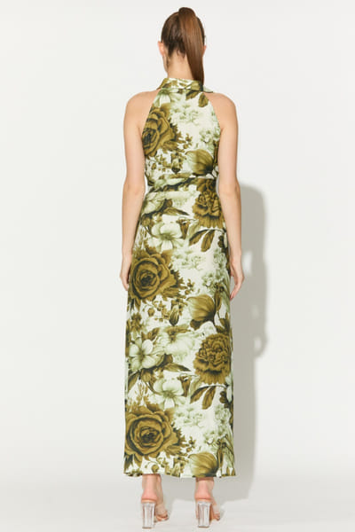 KoAi Cream and olive floral shirt dress KOAIMAY26D244074