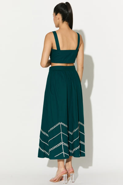 KoAi Teal embroidered skirt KOAIMAY26D244078