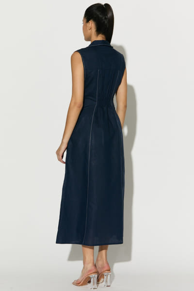 KoAi Dark blue linen long dress KOAIMAY26D244079