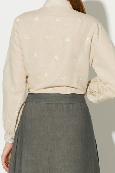 KoAi Cream embroidered linen shirt KOAIMAY26D244082