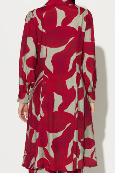 KoAi Beige and hot pink floral printed long shirt KOAIMAY26D244087