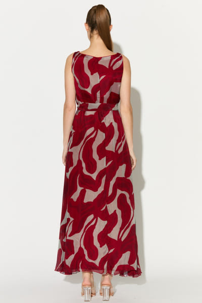 KoAi Beige and hot pink floral printed long dress KOAIMAY26D244090