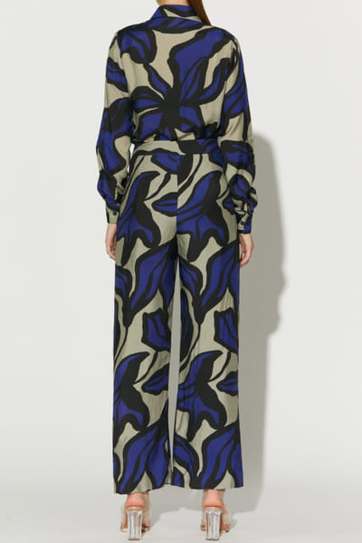 KoAi Beige and blue floral printed pants KOAIMAY26D244097