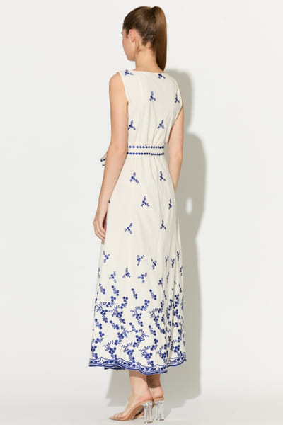 KoAi White and blue embroidered long dress KOAIMAY26D244098