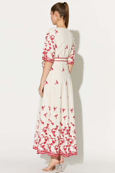KoAi White and red embroidered shirt dress KOAIMAY26D244099