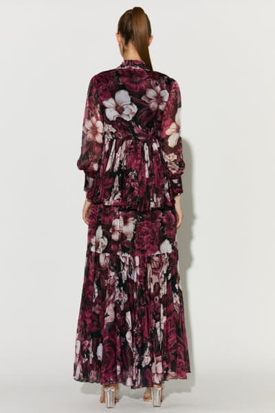 KoAi Black and pink floral printed long dress KOAIMAY26D344869