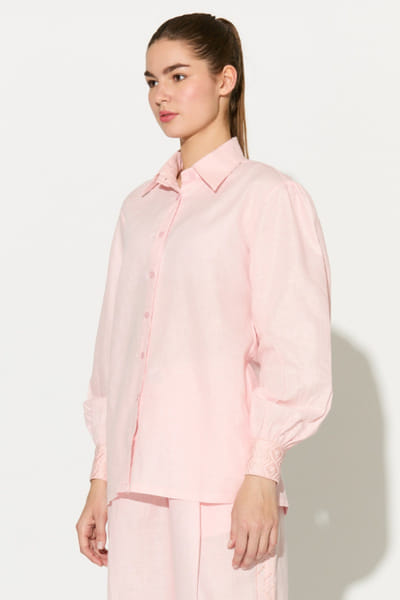 KoAi Light pink embroidered linen shirt KOAIMAY26D344872