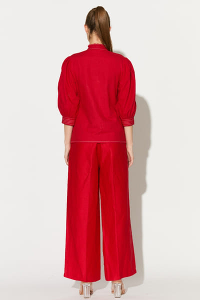 KoAi Red plain linen pants KOAIMAY26D344875