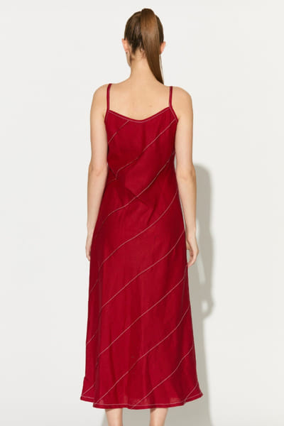 KoAi Red sleeveless linen long dress KOAIMAY26D344876