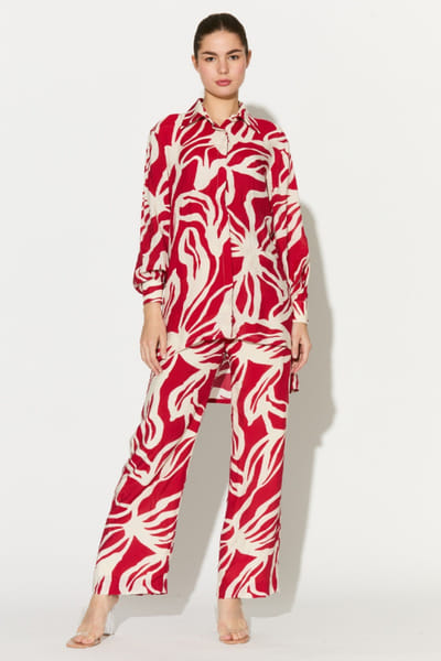 KoAi Red and white floral printed pants KOAIMAY26D344878