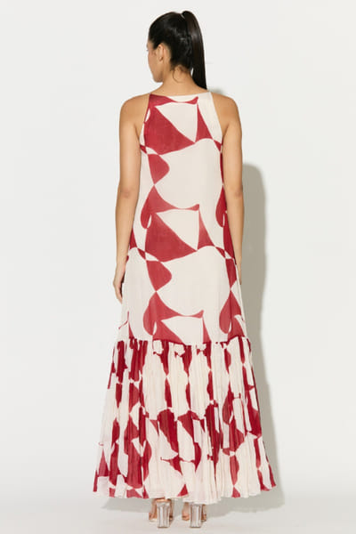 KoAi White and red abstract printed long dress KOAIMAY26D344880