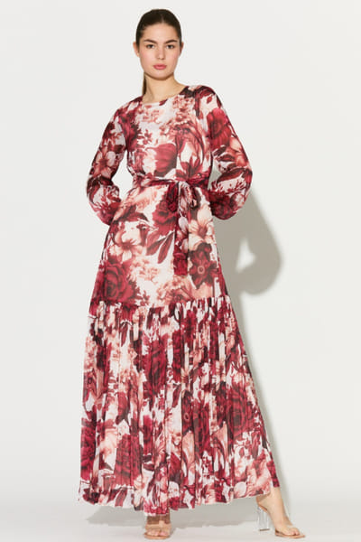 KoAi White and red floral print long dress KOAIMAY26D344882