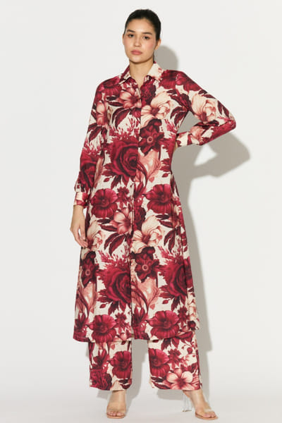 KoAi White and red floral printed pants KOAIMAY26D344884